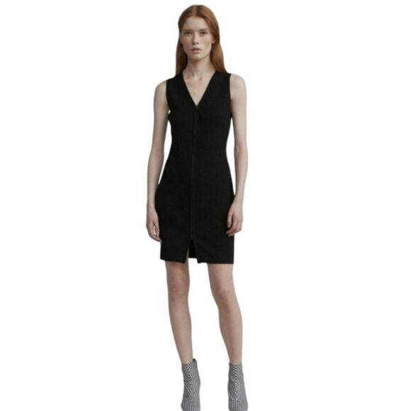 rag & bone Black Vivienne Zippered Bodycon Sweater Dress Size Medium - Picture 2 of 16